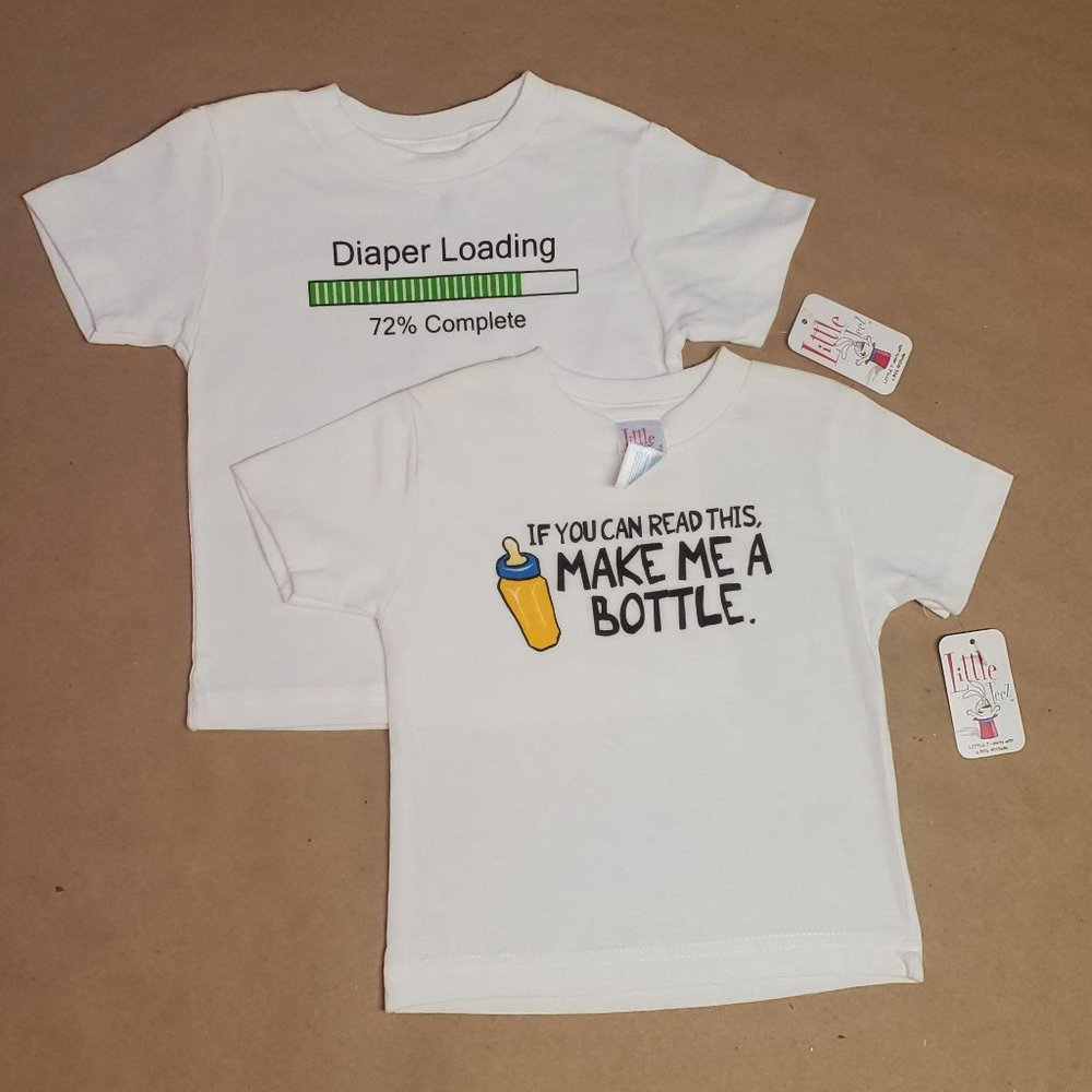 Little Teez T-Shirts 2 Pack Size 18M White